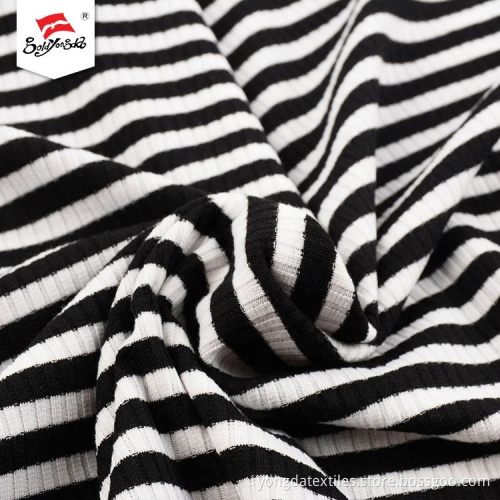 Yarn Dyed Rib Polyester Rayon Spandex Fabric